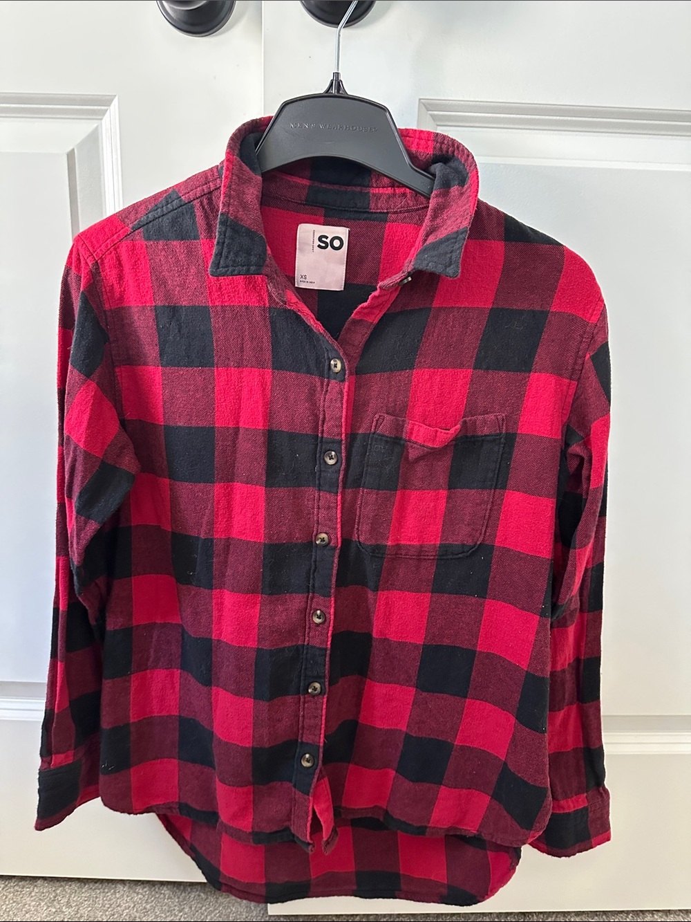 SO Kids Red and Black Plaid Button-Down Shirt